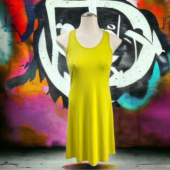 ** Calvin Klein Chartreusse Yellow Racerback Stretch Jersey Tank Dress Size 2 - Picture 1 of 5